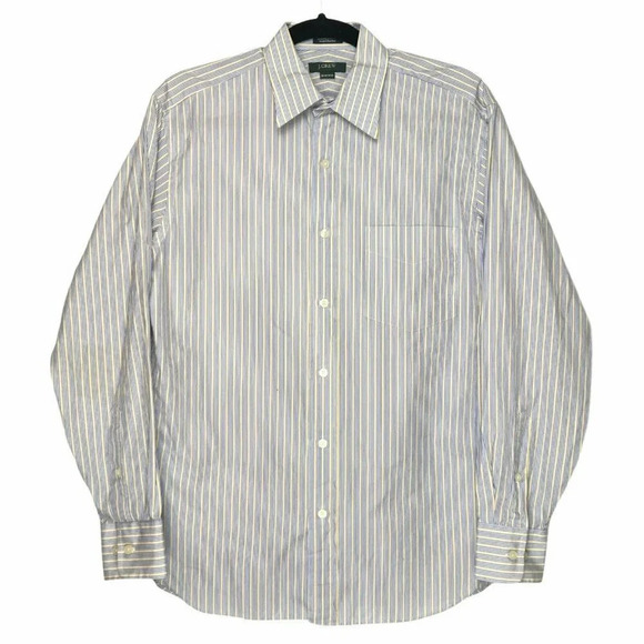J.Crew Button Up Shirt Men's Sz S (14-14.5) Long Sleeve 2Ply Striped Blue Yellow - Picture 12 of 16